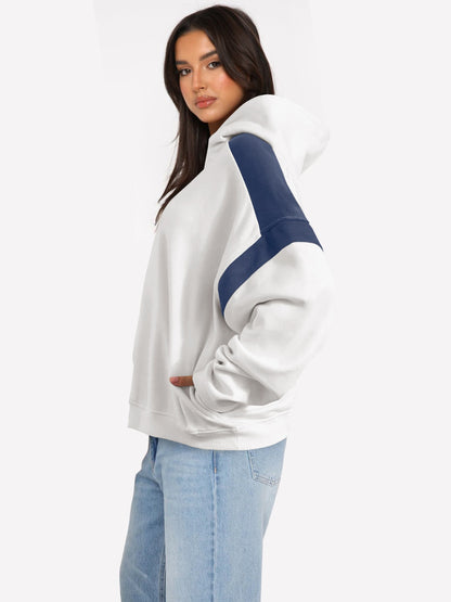 Contrast Dropped Shoulder Long Sleeve Hoodie