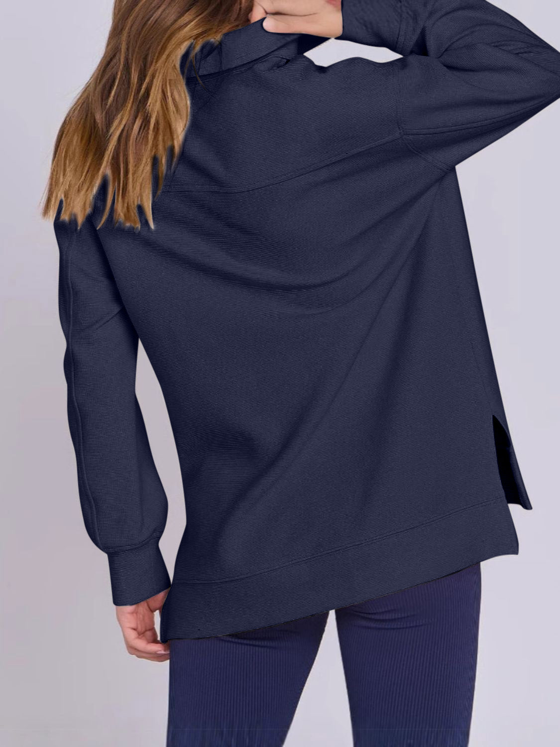 ฺHigh-Low Quarter Zip Long Sleeve Sweatshirt