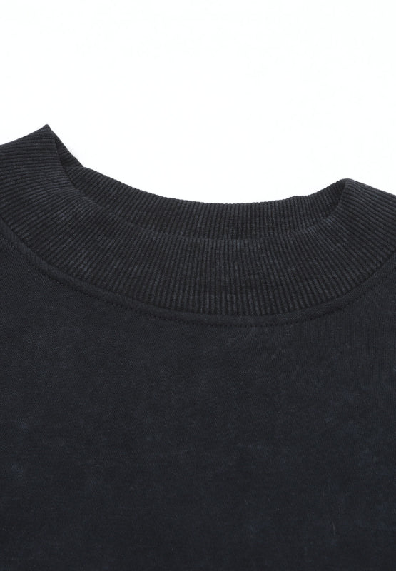 Mock Neck Dropped Shoulder Sweatshirt