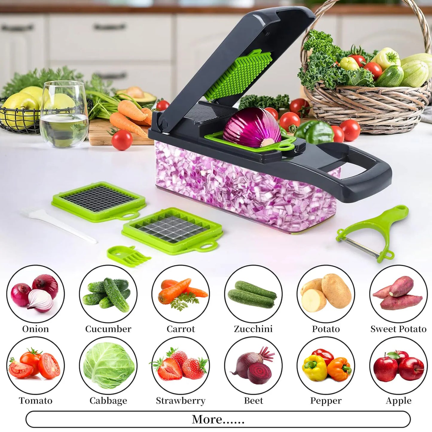 Vegetable Chopper, Multifunctional 16-in-1 Food Chopper, Kitchen