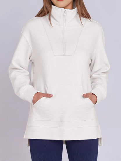 ฺHigh-Low Quarter Zip Long Sleeve Sweatshirt