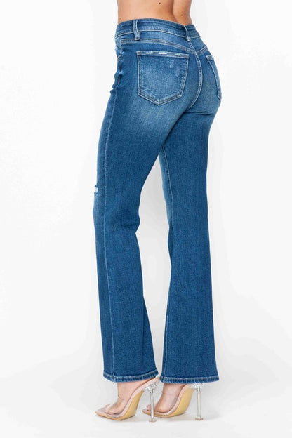 bytos Full Size High Rise Bootcut Jeans with Pockets